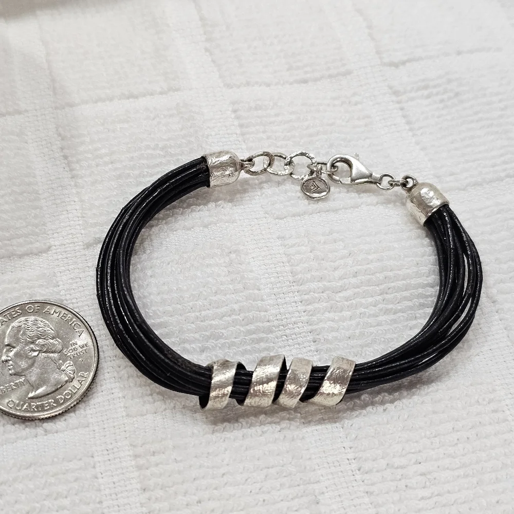 Silpada Leather and 925 Silver Bracelet Adjustable - Picture 5 of 16